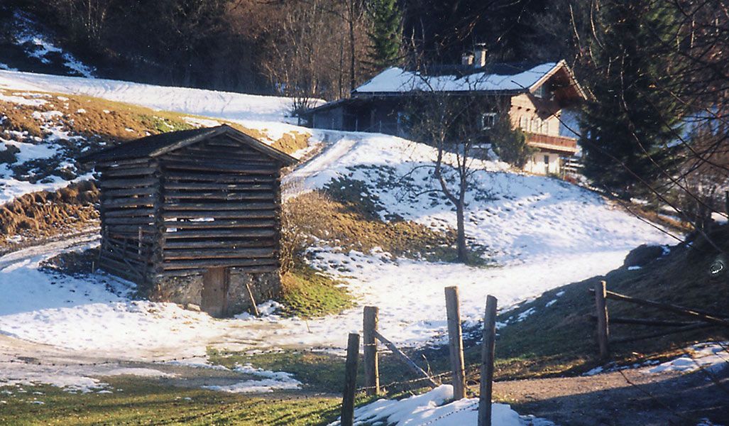 Der alte Heustadel des Bunzbauern vor dem Abriss 1976